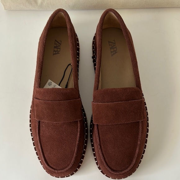 Zara Leather Moccasin Espadrilles Chestnut Men’s Shoes - Picture 4 of 17
